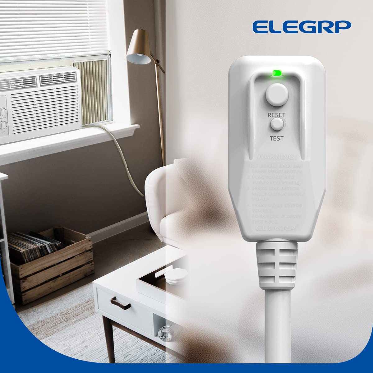 ELEGRP 240VAC 15Amp 3600W 14AWG LCDI Power Cord Plug 60Hz NEMA 6-15P for A/C Air Conditioner, E250451 UL Certified, 7.5FT Leakage Current Detection Interrupter Replacement 0661515LY L15615 (1 Pack)