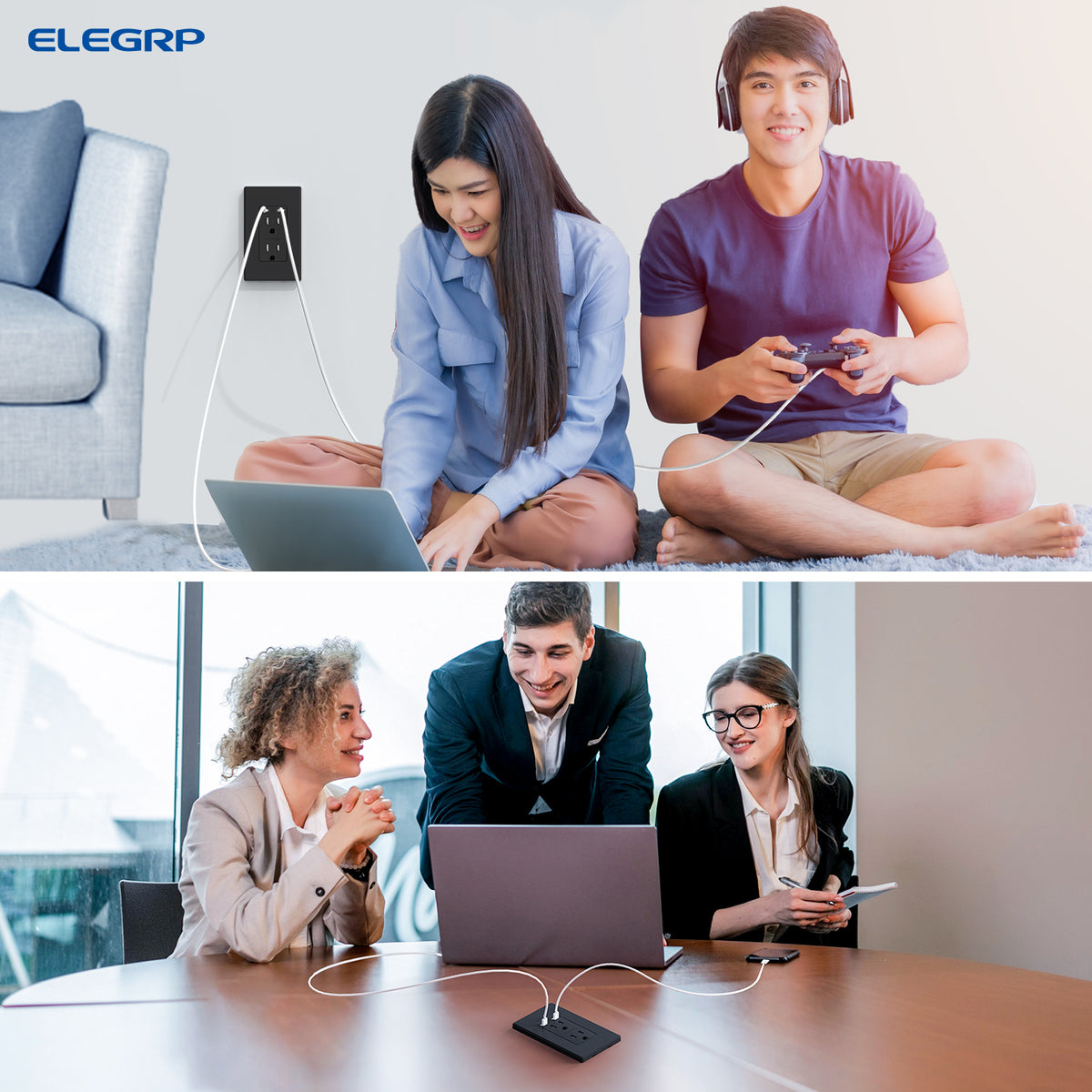 65W USB-C PD Wall Outlet with Dual Ultra-Fast Charging Ports