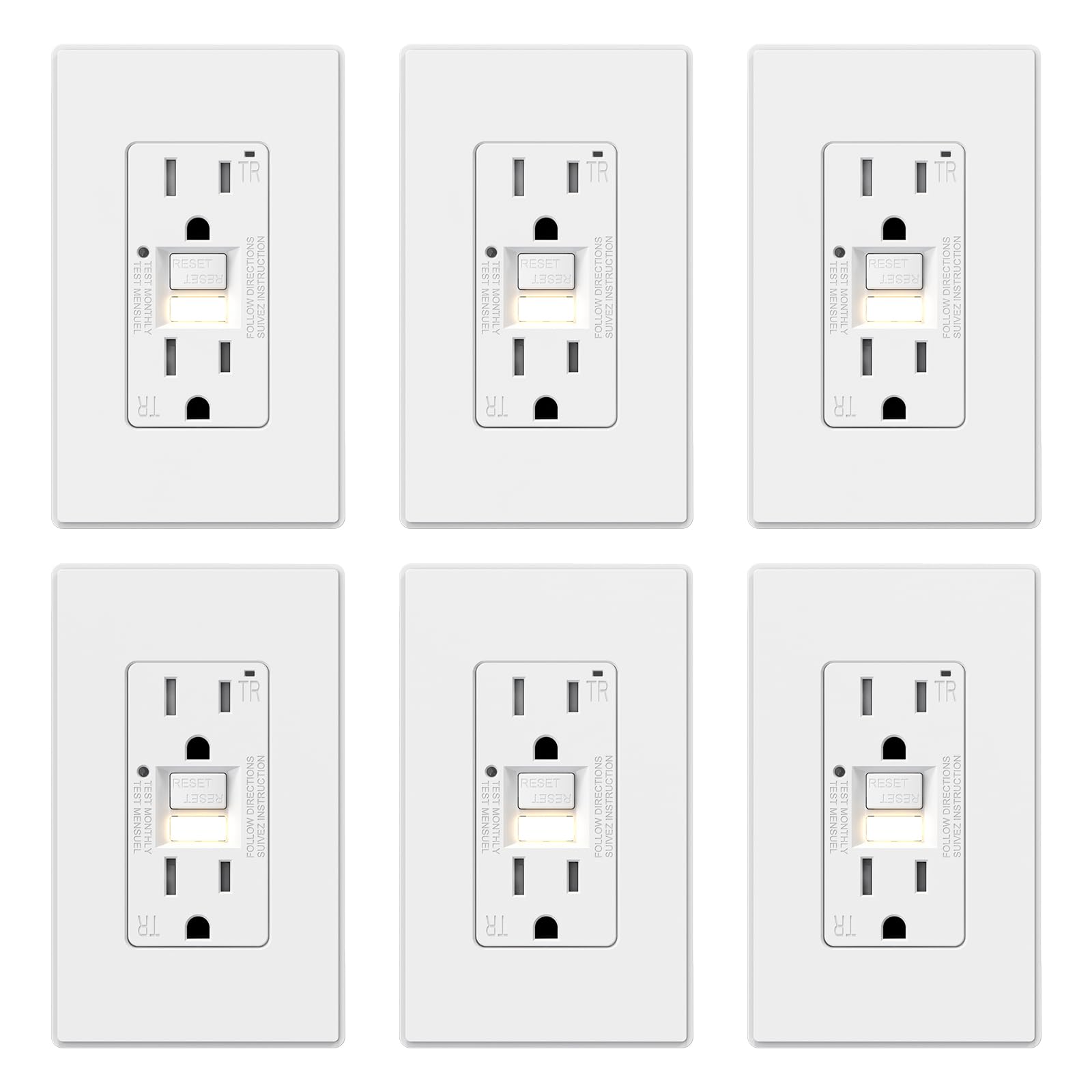 GFCI Outlet with Nightlight, 15A/20A, Self-Test, Tamper-Resistant