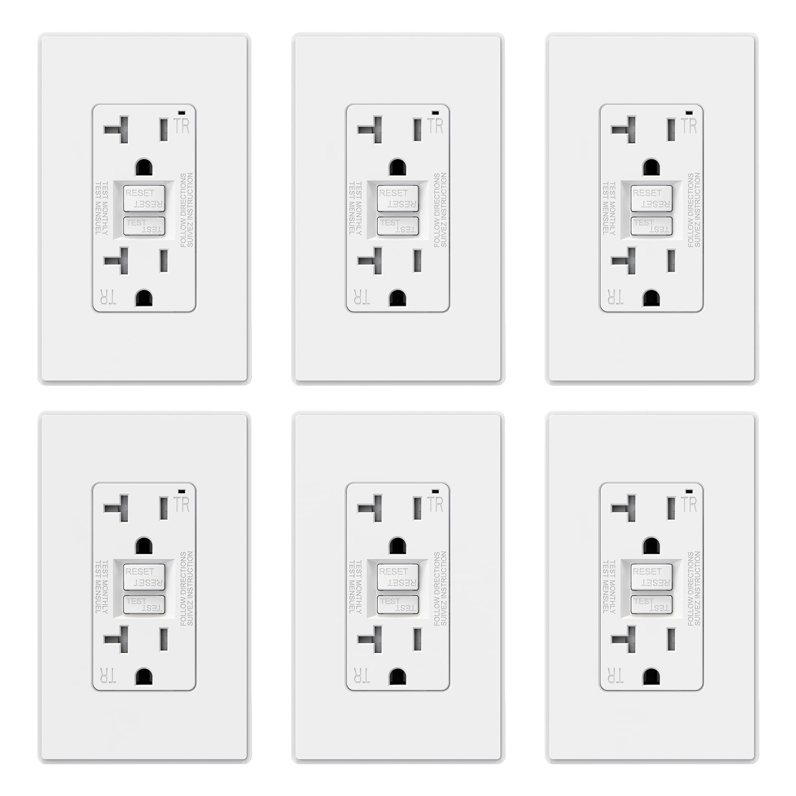 GFCI Outlet, 15A/20A, Self-Test, Tamper-Resistant