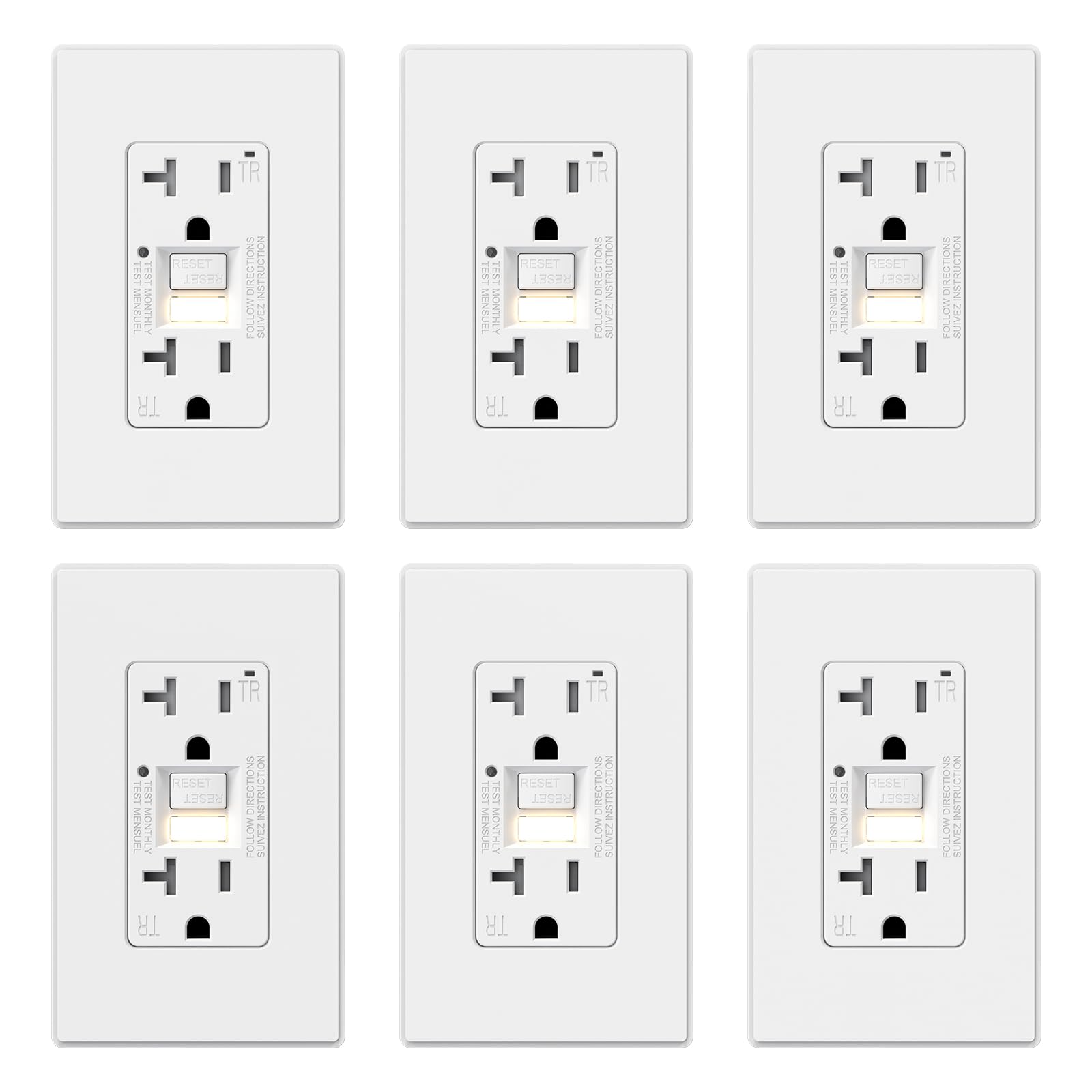 GFCI Outlet with Nightlight, 15A/20A, Self-Test, Tamper-Resistant