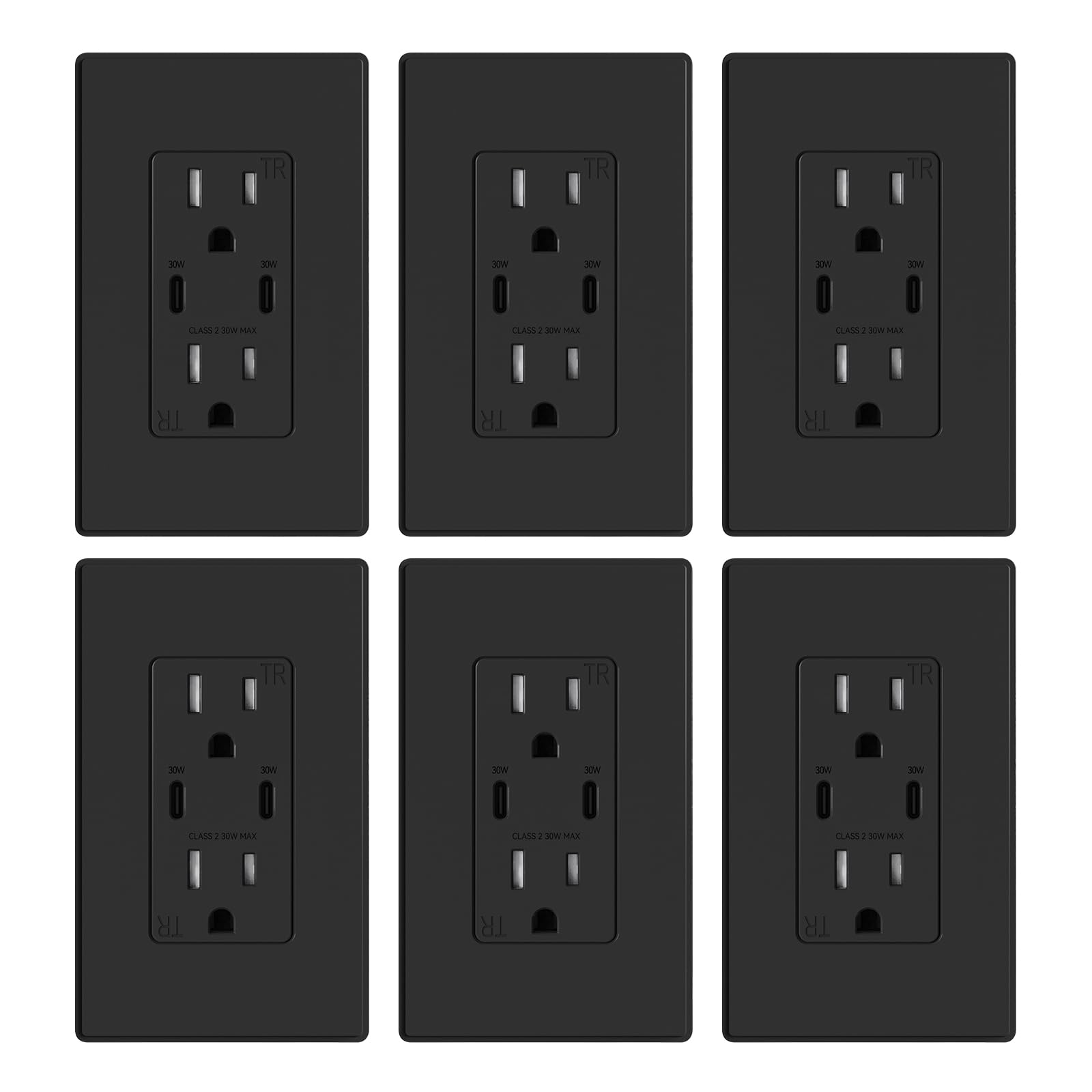 USB A/C, 30W 6.0A Total Output Outlet with 15A/20A, Tamper-Resistant Wall Outlet
