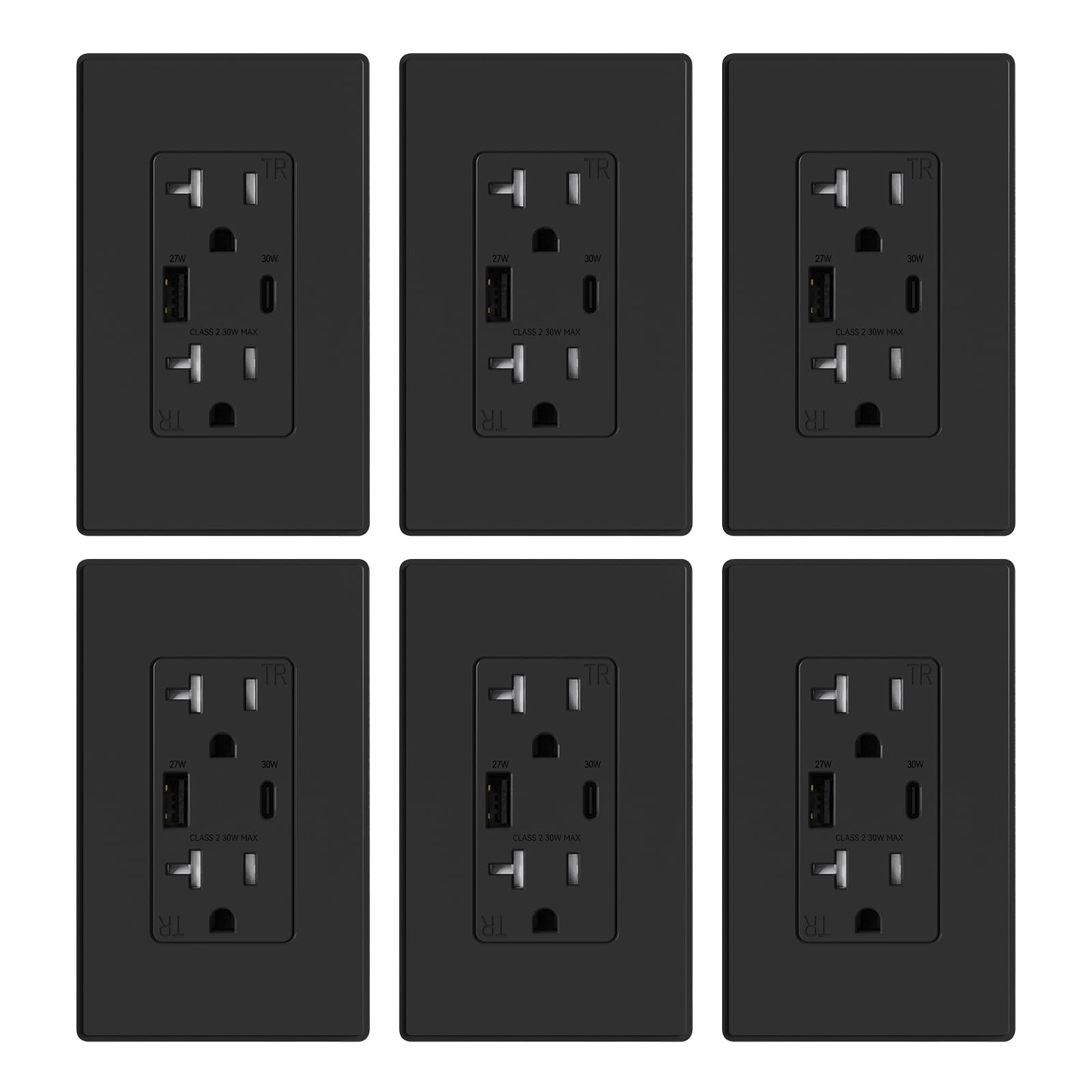 USB A/C, 30W 6.0A Total Output Outlet with 15A/20A, Tamper-Resistant Wall Outlet