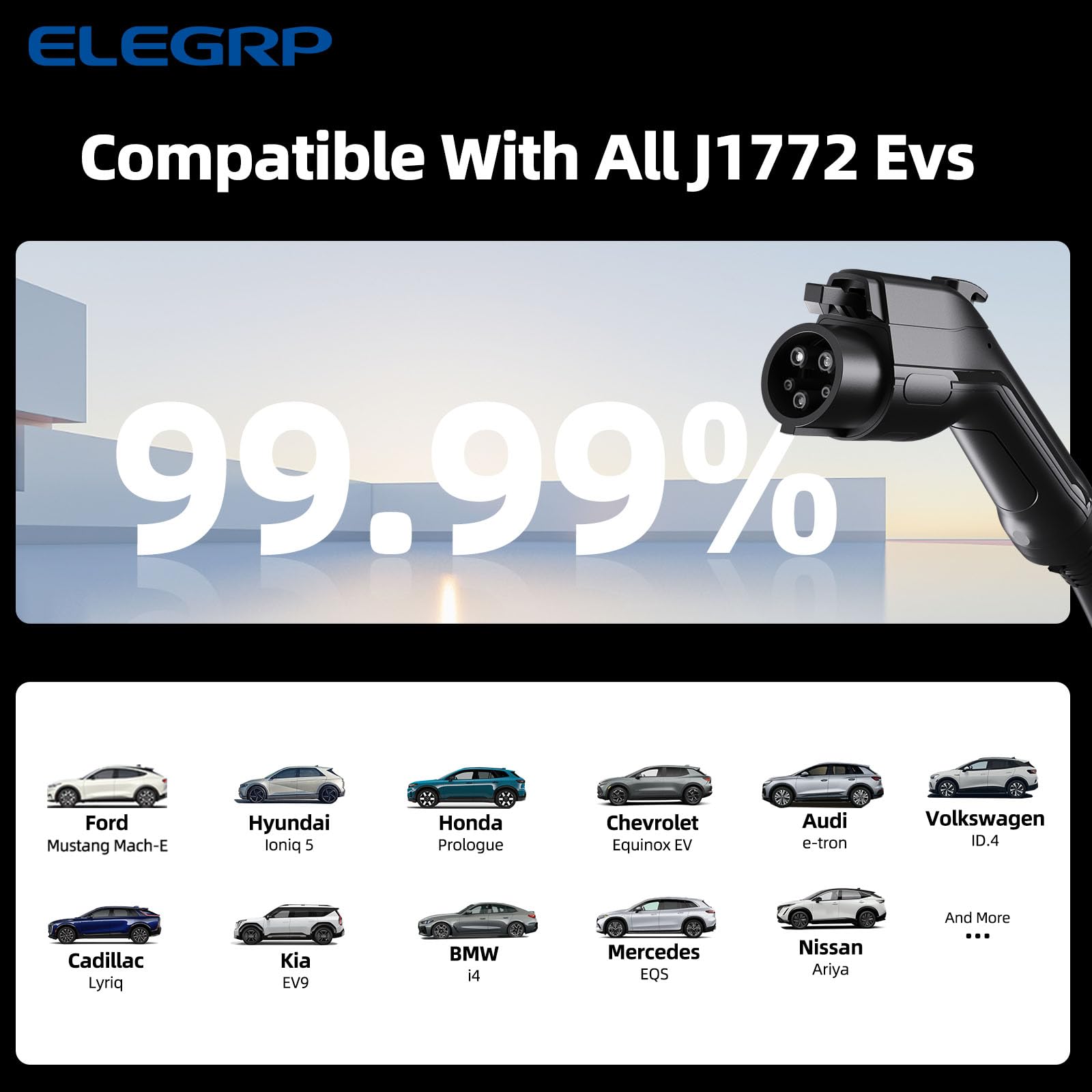 Flexible Level 1-2 J1772 EV Portable Charger with Dual Plug