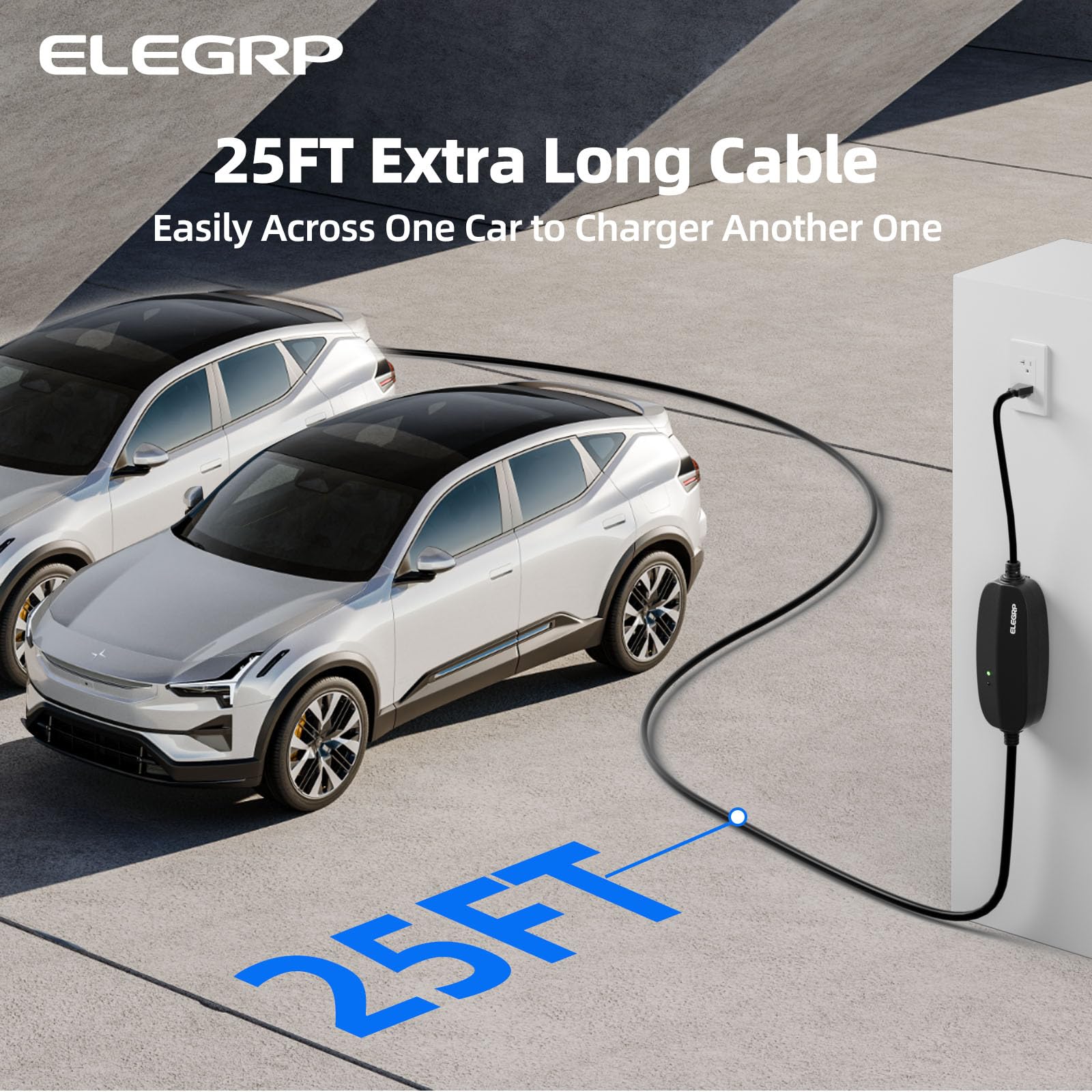 Flexible Level 1-2 J1772 EV Portable Charger with Dual Plug