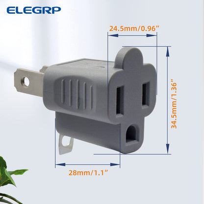 ELEGRP 2 Prong to 3 Prong Outlet Plug Adapter, Three Prong to Two Prong Adapter Converters for Wall Outlets Plugs, Polarized Grounding Plug Adapter, ETL Listed