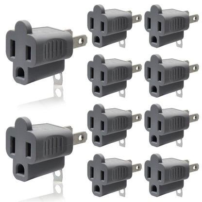 ELEGRP 2 Prong to 3 Prong Outlet Plug Adapter, Three Prong to Two Prong Adapter Converters for Wall Outlets Plugs, Polarized Grounding Plug Adapter, ETL Listed