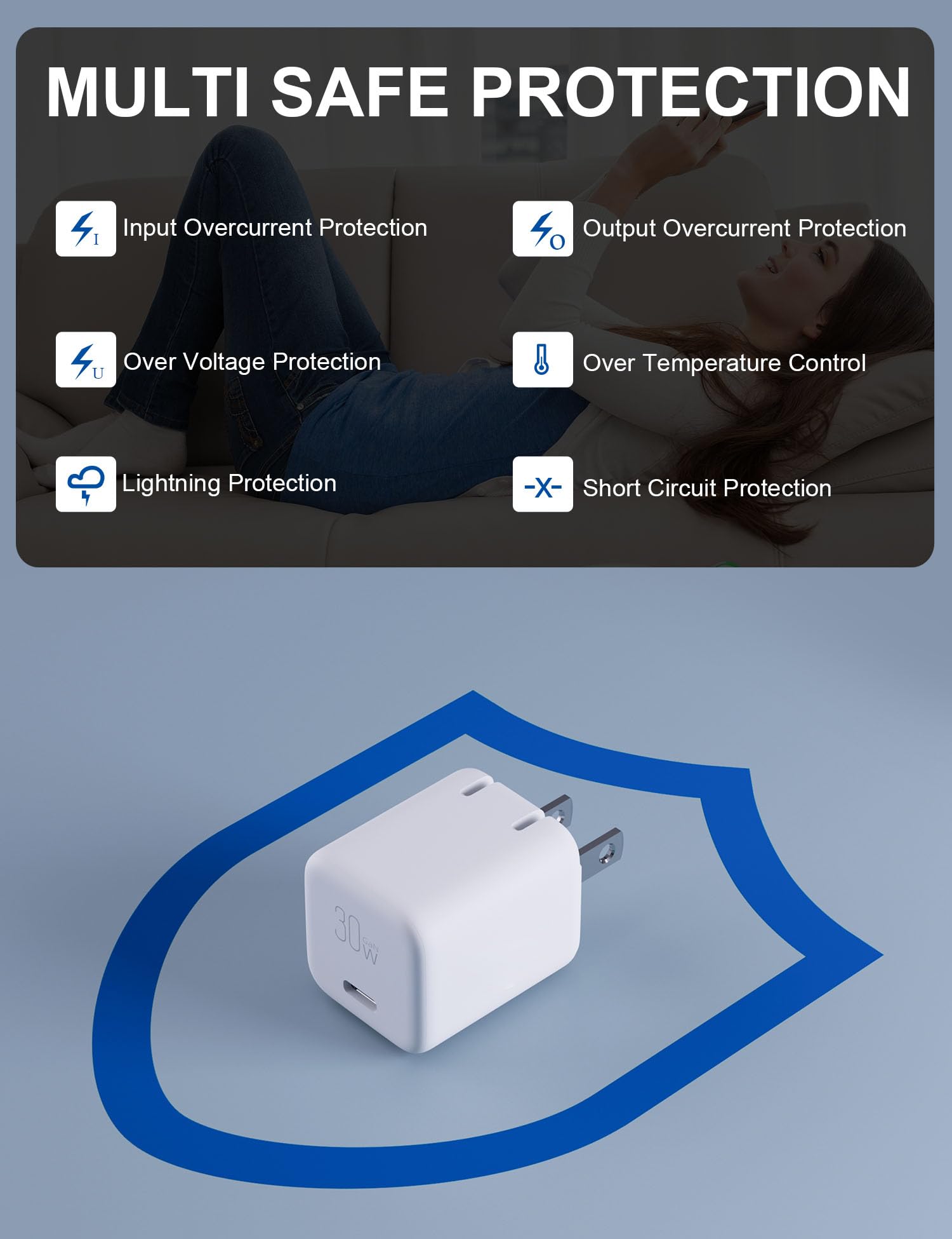 ELEGRP 30W USB C GaN Charger Cube, PD Power Delivery Fast Type C Charging Block, Wall Charger with Foldable Plug for iPhone , iPad, Pixel, AirPods, Galaxy and More