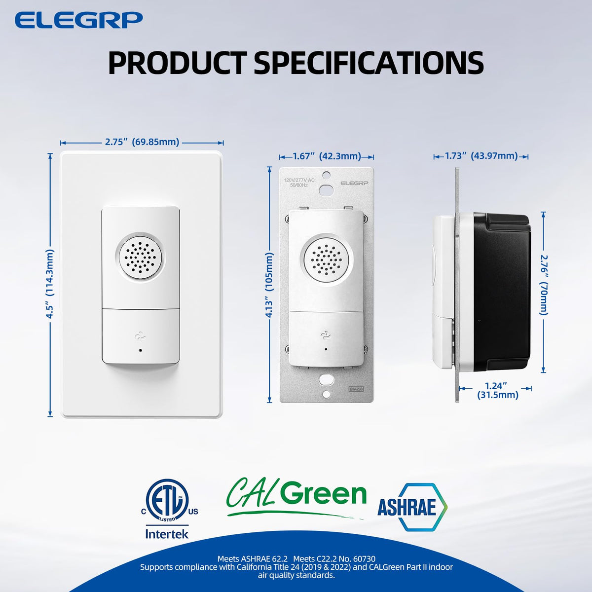Bathroom Humidity Sensor Switch with Light Control and Automatic Ventilation