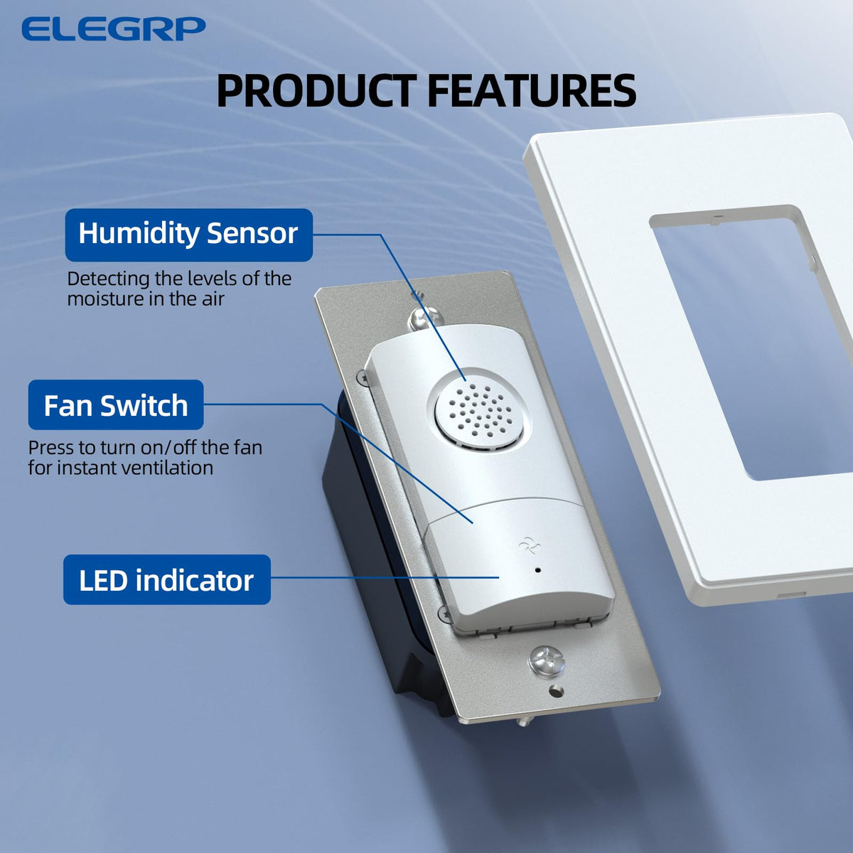 Bathroom Humidity Sensor Switch with Light Control and Automatic Ventilation