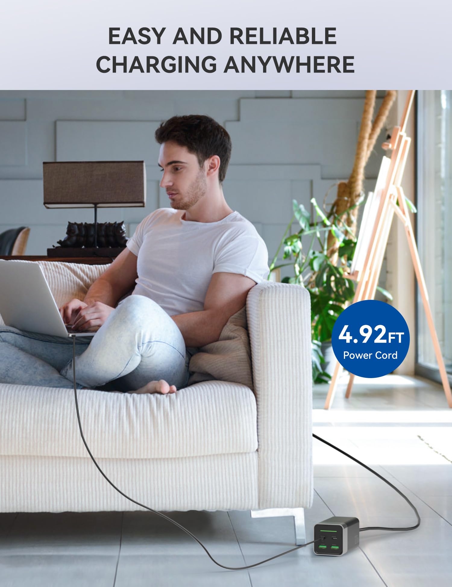 ELEGRP GaNIII 120W Fast Quick Charger Station, Dual USB C Dual USB A Multi-Port, PD 100W Power Adapter for MacBook Pro/Air, iPad, iPhone 14/13/12 Series, Galaxy S22/21, Steam Deck & More