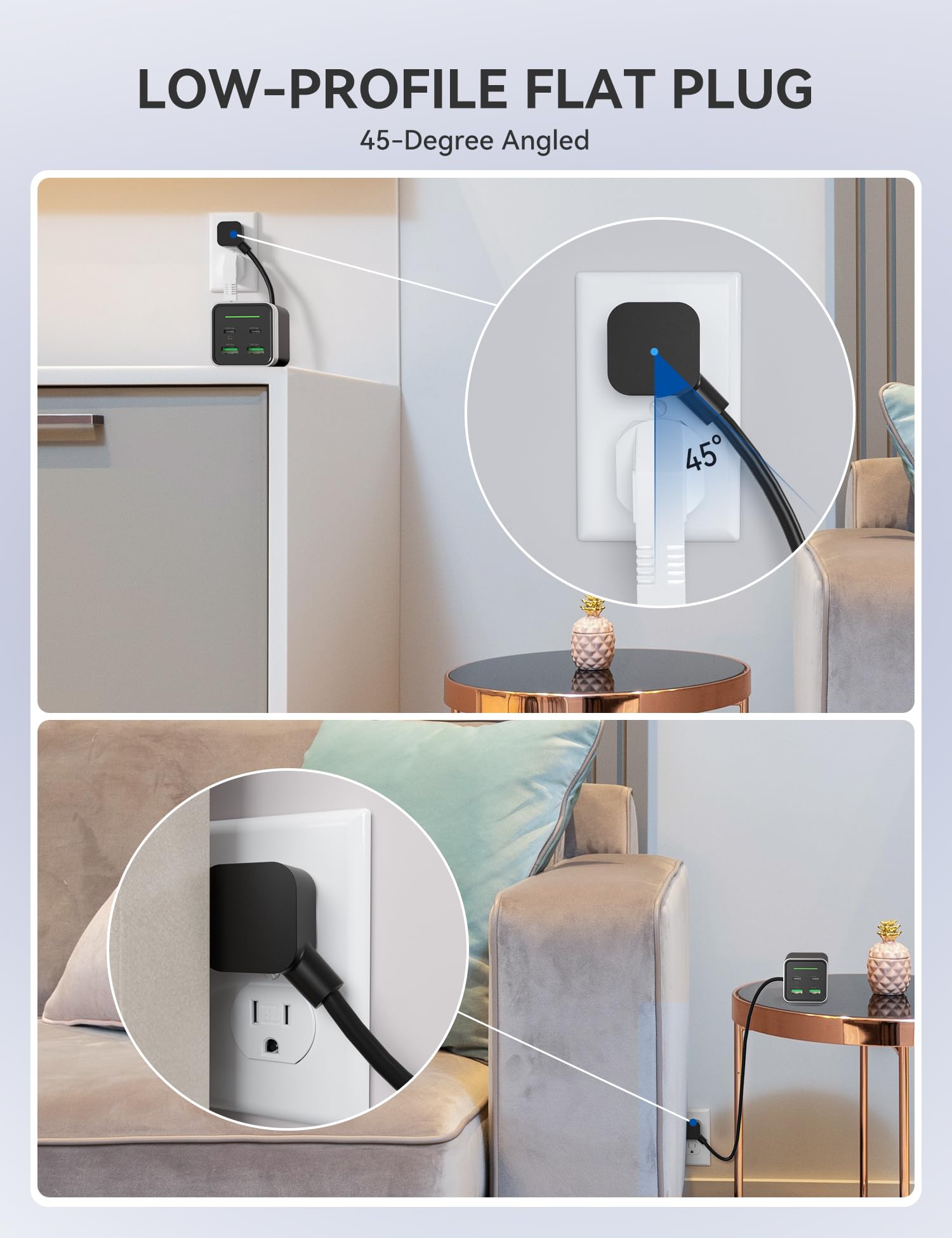 ELEGRP GaNIII 120W Fast Quick Charger Station, Dual USB C Dual USB A Multi-Port, PD 100W Power Adapter for MacBook Pro/Air, iPad, iPhone 14/13/12 Series, Galaxy S22/21, Steam Deck & More