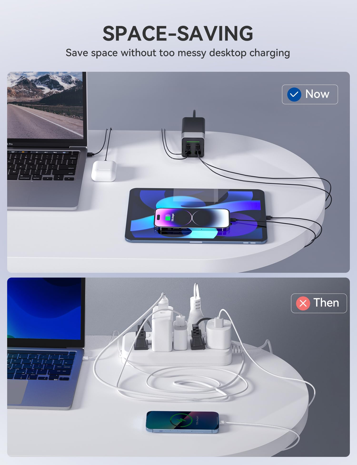 ELEGRP GaNIII 120W Fast Quick Charger Station, Dual USB C Dual USB A Multi-Port, PD 100W Power Adapter for MacBook Pro/Air, iPad, iPhone 14/13/12 Series, Galaxy S22/21, Steam Deck & More