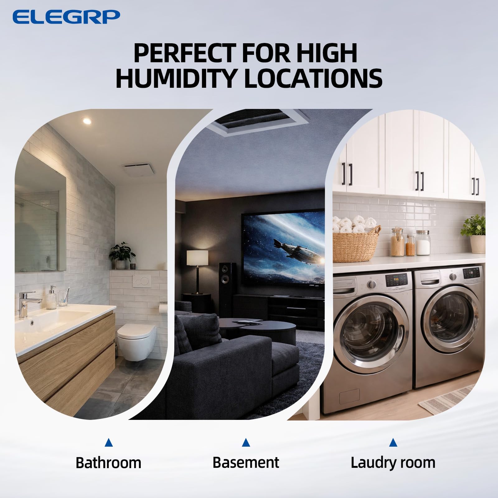 ELEGRP Humidity Sensor Switch for Exhaust Fan, Bathroom Moisture Control, Automate Ventilation, Air Circulation, Ground Wire Required, Single Pole, White