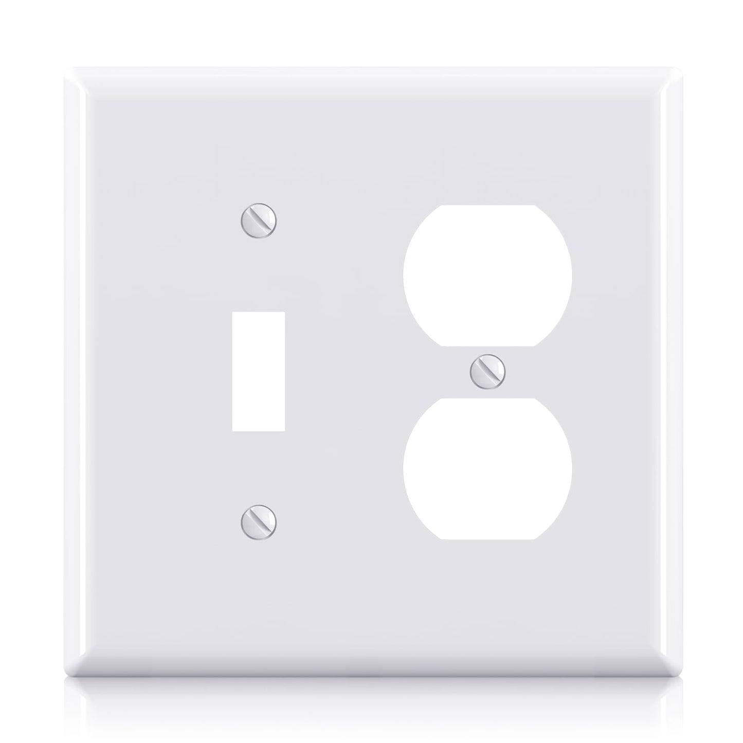 Combination Wall Plate ELEGRP 1-Toggle Light Switch 1-Duplex Receptacle Outlet Combination Wall Plate Cover, Mid-Size 4.88" x 4.94" Unbreakable Thermoplastic Faceplate Cover, UL Listed