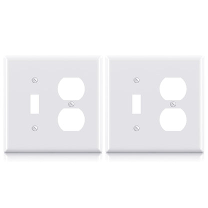 Combination Wall Plate ELEGRP 1-Toggle Light Switch 1-Duplex Receptacle Outlet Combination Wall Plate Cover, Mid-Size 4.88" x 4.94" Unbreakable Thermoplastic Faceplate Cover, UL Listed