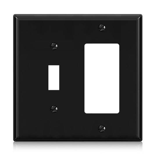 Combination Wall Plate ELEGRP 2-Gang 1-Toggle Light Switch 1-Decorator/GFCI Device Combination Wall Plates, Mid-Size 4.88" x 4.94" Unbreakable Thermoplastic Faceplate Cover, UL