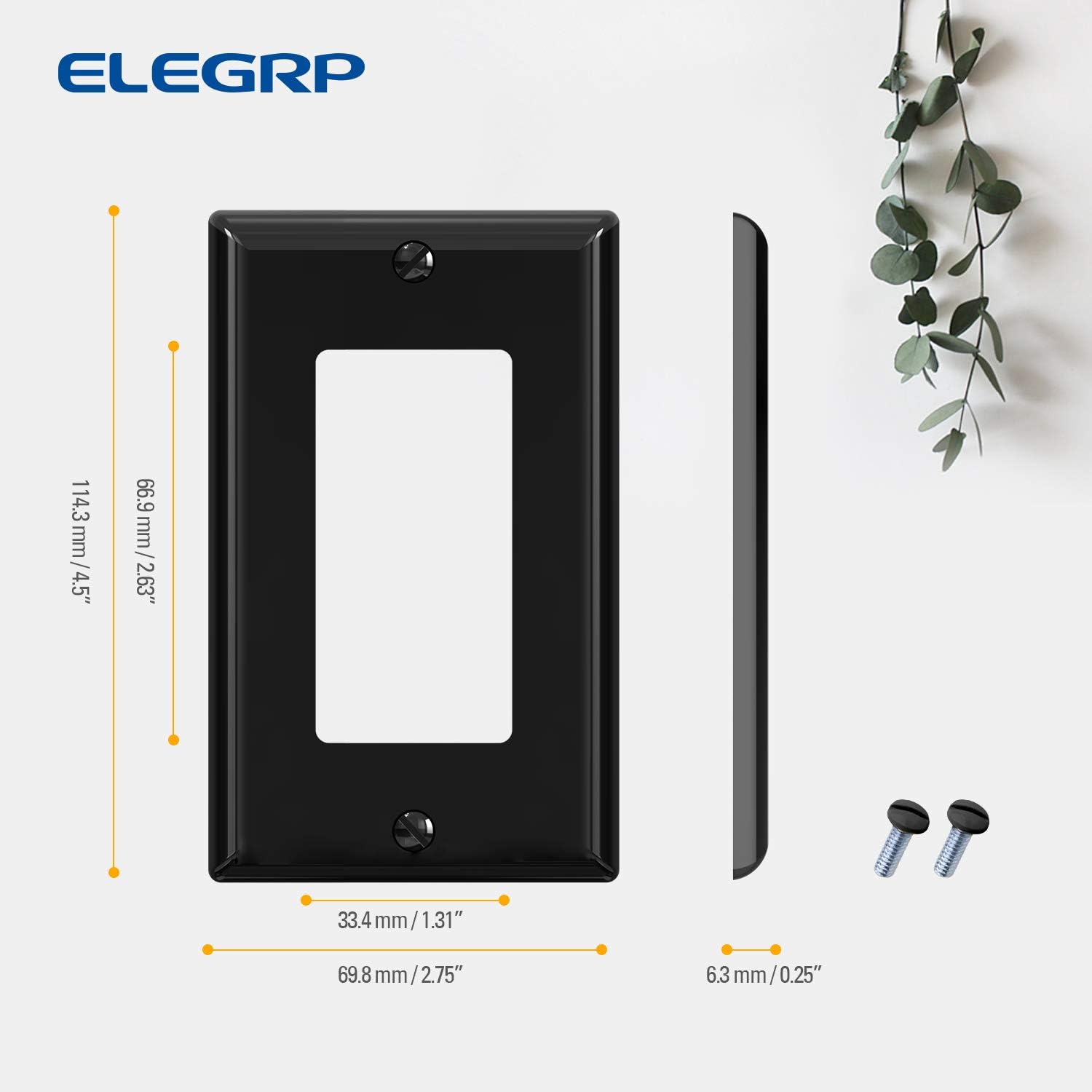 ELEGRP Glossy  1-Gang 2-Gang 3-GangMid-Size Wall Plate, 5 Pack