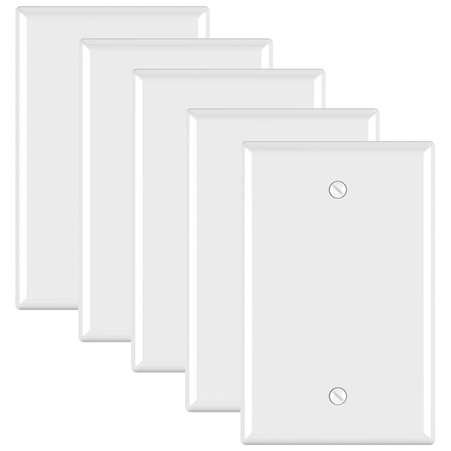 ELEGRP Blank Wall Plate Cover, Durable Polycarbonate, Glossy Finish, Easy Installation, 1-Gang & 2-Gang, UL Listed