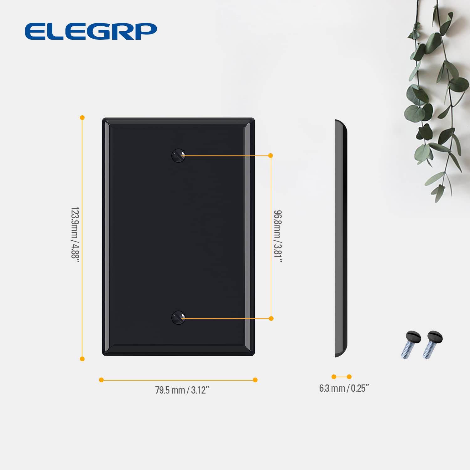 ELEGRP Blank Wall Plate Cover, Durable Polycarbonate, Glossy Finish, Easy Installation, 1-Gang & 2-Gang, UL Listed