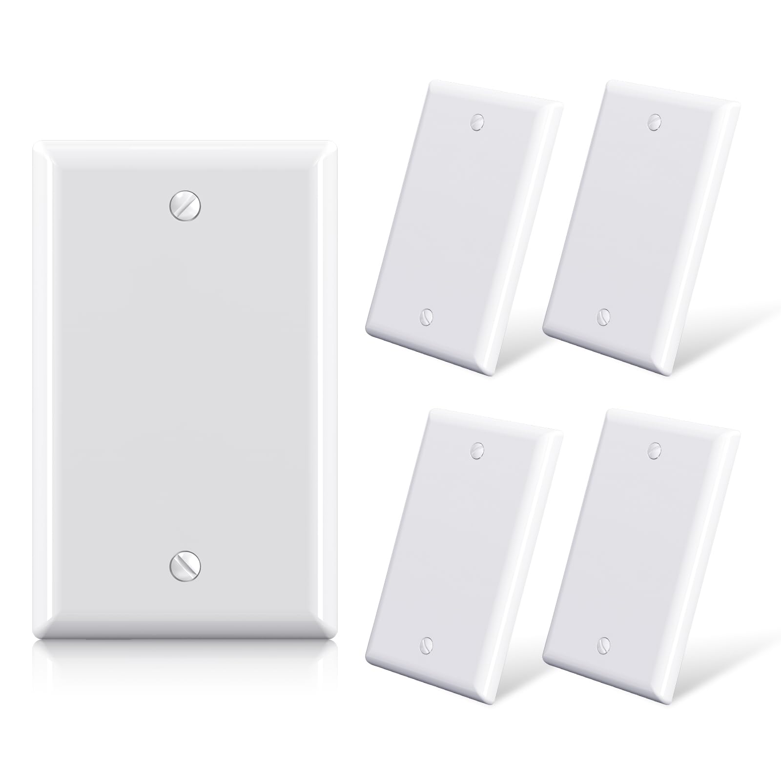 ELEGRP Blank Wall Plate Cover, Durable Polycarbonate, Glossy Finish, Easy Installation, 1-Gang & 2-Gang, UL Listed