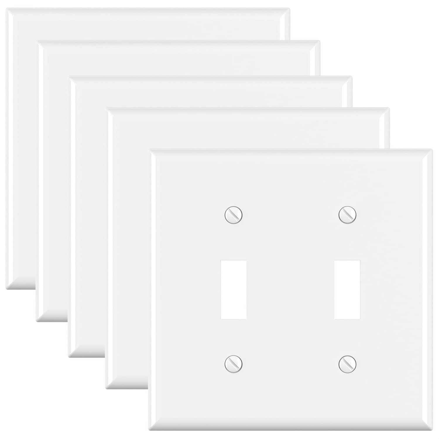 ELEGRP Toggle Switch Wall Plates, Mid-Size 1-Gang & 2-Gang Unbreakable Thermoplastic Covers for Toggle Dimmer Switches, UL Listed