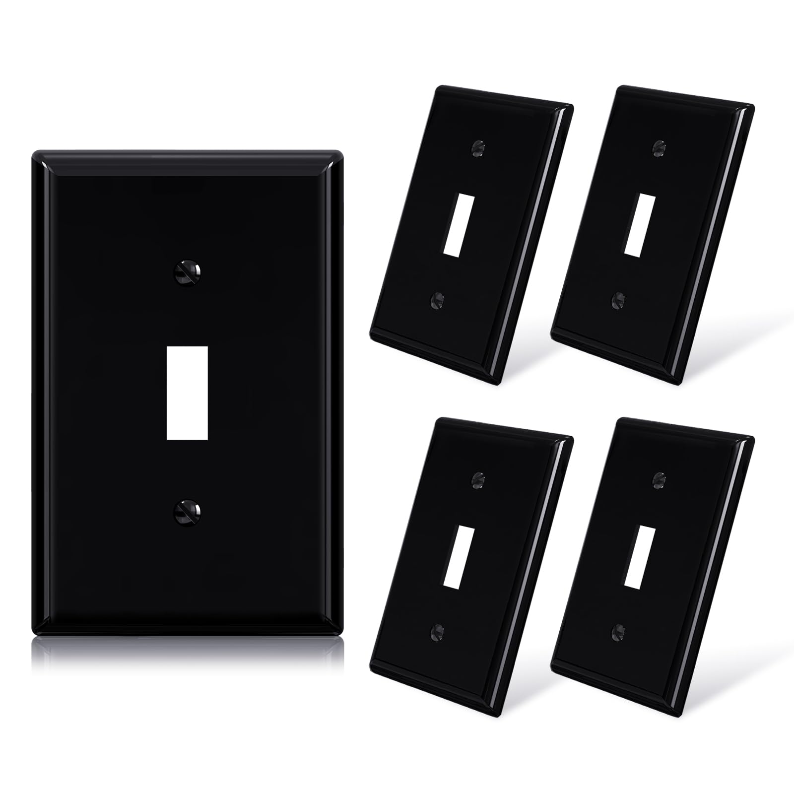 ELEGRP Toggle Switch Wall Plates, Mid-Size 1-Gang & 2-Gang Unbreakable Thermoplastic Covers for Toggle Dimmer Switches, UL Listed