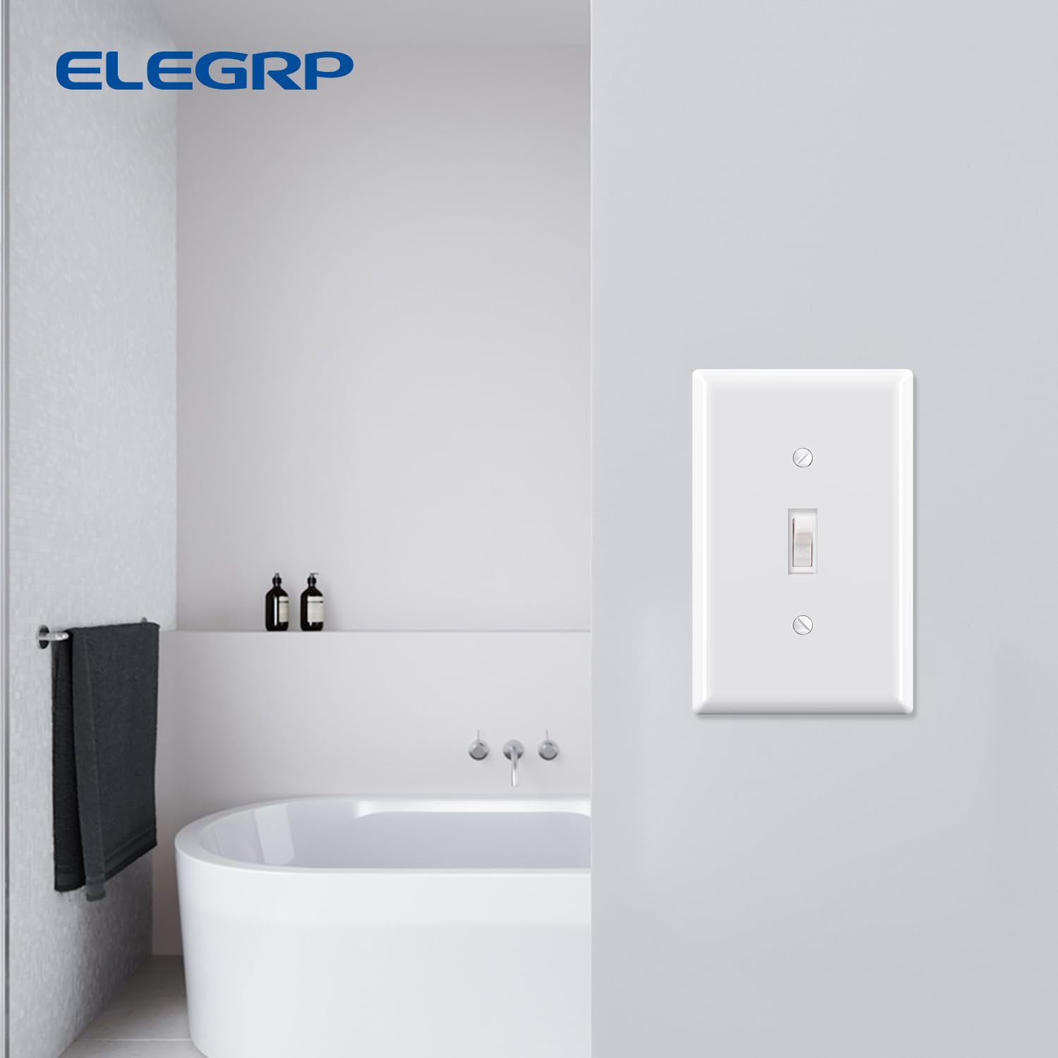ELEGRP Toggle Switch Wall Plates, Mid-Size 1-Gang & 2-Gang Unbreakable Thermoplastic Covers for Toggle Dimmer Switches, UL Listed