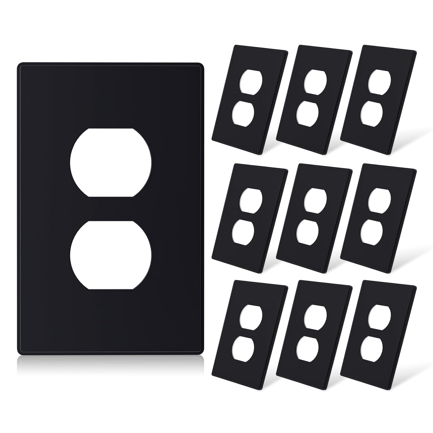 ELEGRP  1-Gang Screwless Duplex Wall Plates, Mid-Size, Unbreakable Thermoplastic Faceplate Cover for Duplex & Toggle Switches, UL Listed