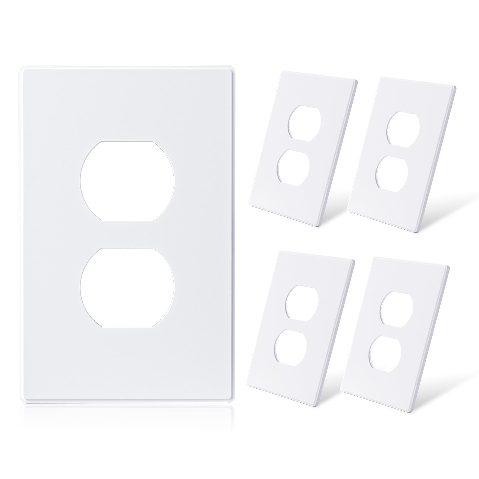 ELEGRP  1-Gang Screwless Duplex Wall Plates, Mid-Size, Unbreakable Thermoplastic Faceplate Cover for Duplex & Toggle Switches, UL Listed
