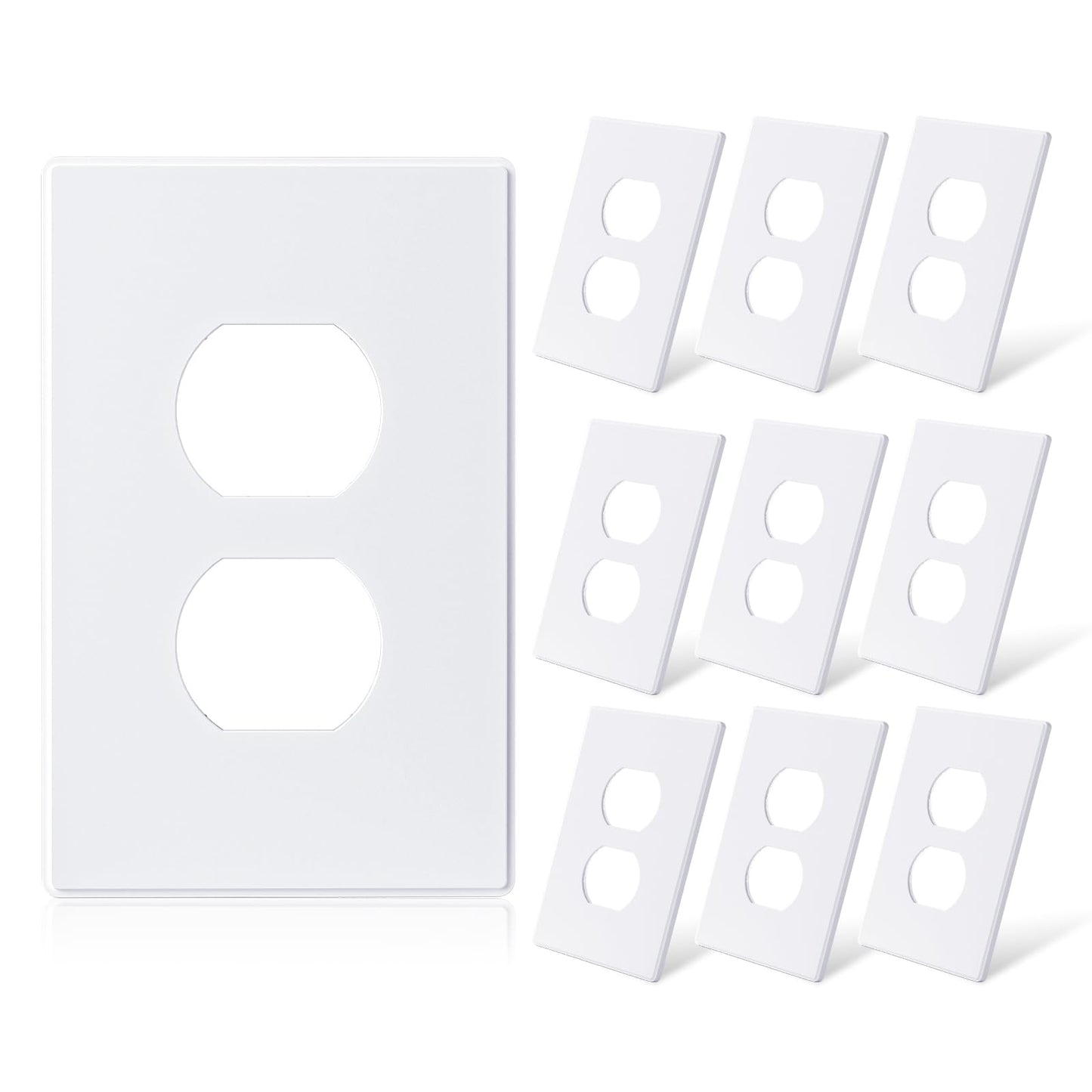 ELEGRP  1-Gang Screwless Duplex Wall Plates, Mid-Size, Unbreakable Thermoplastic Faceplate Cover for Duplex & Toggle Switches, UL Listed