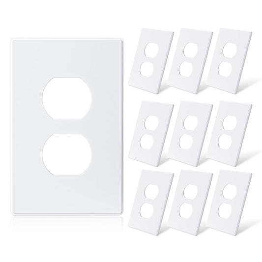 ELEGRP  1-Gang Screwless Duplex Wall Plates, Mid-Size, Unbreakable Thermoplastic Faceplate Cover for Duplex & Toggle Switches, UL Listed