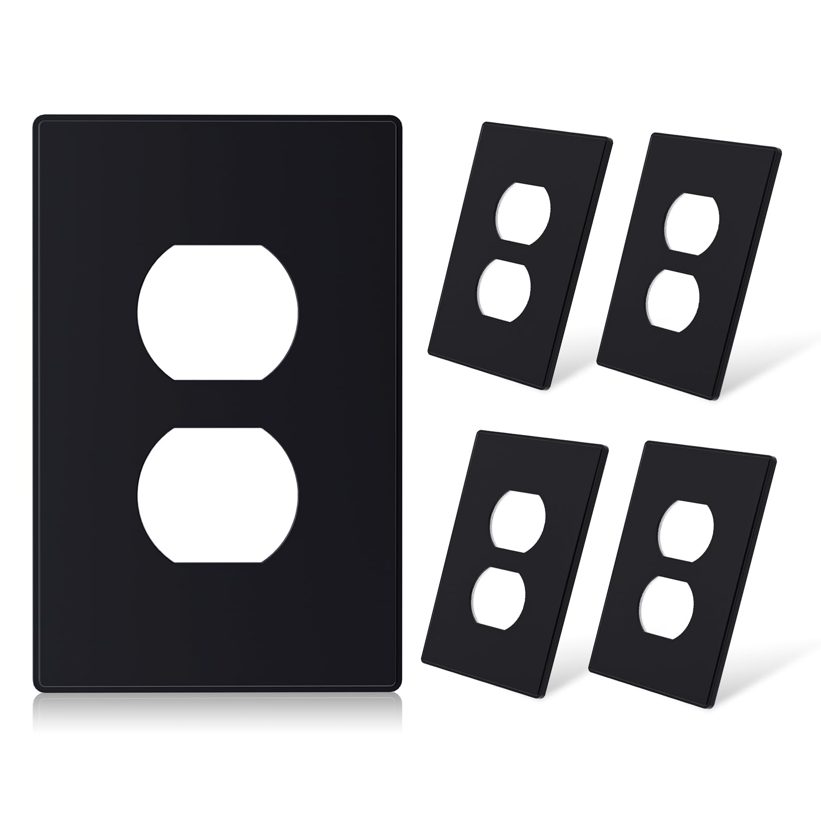 ELEGRP  1-Gang Screwless Duplex Wall Plates, Mid-Size, Unbreakable Thermoplastic Faceplate Cover for Duplex & Toggle Switches, UL Listed