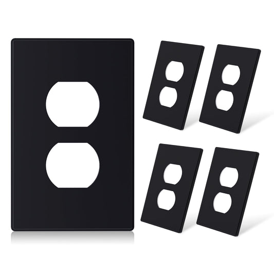 ELEGRP （5 Pack）1-Gang Screwless Duplex Wall Plates, Mid-Size Unbreakable Thermoplastic Faceplate Cover for Duplex & Combination Receptacle Wall Outlet & Duplex Toggle Switch, UL Listed