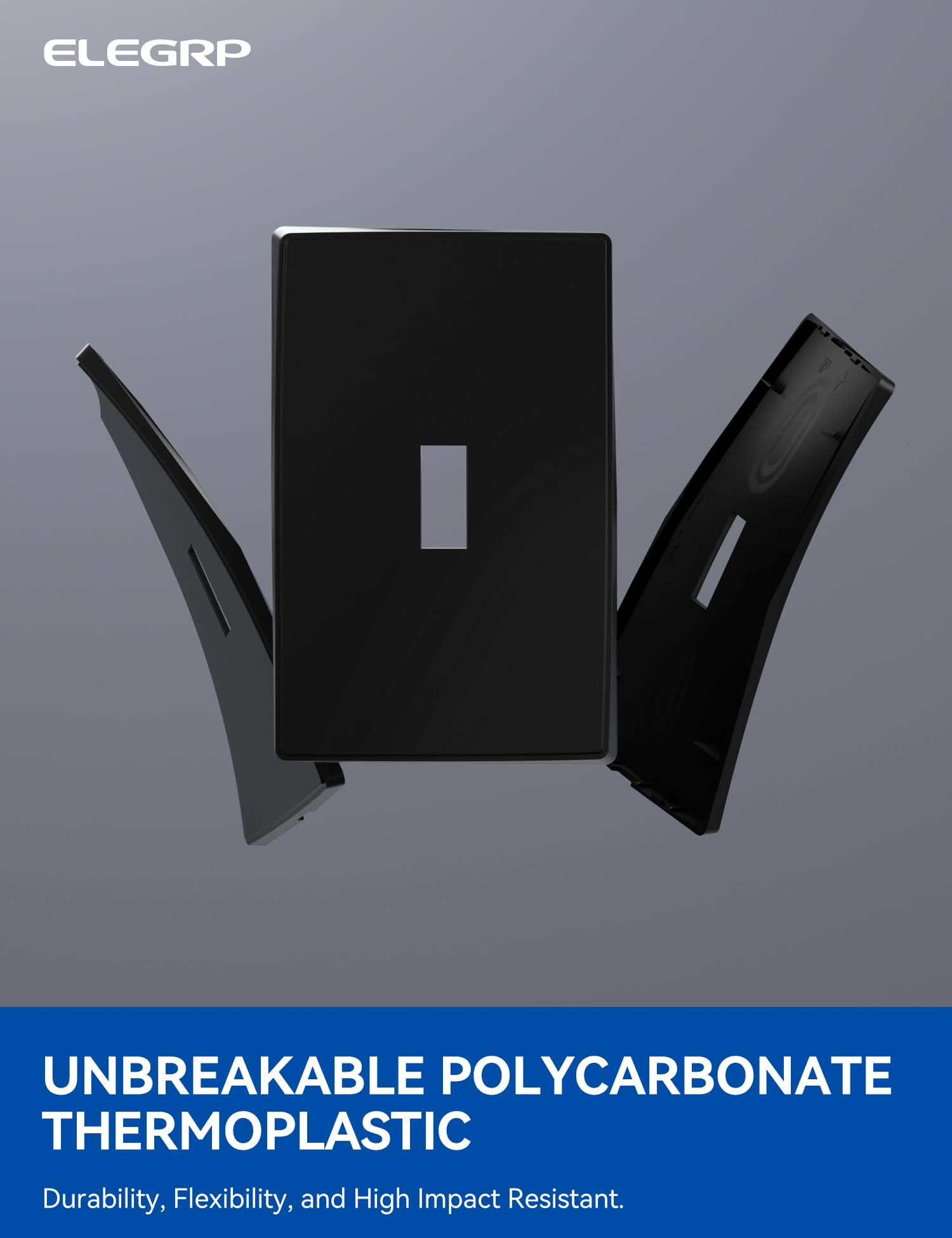 ELEGRP 1-Gang Screwless Toggle Wall Plates , Mid-Size, Unbreakable Thermoplastic, Matte Finish, UL Listed