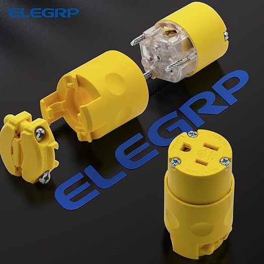 ELEGRP 15 Amp 125 Volt NEMA 5-15R Straight Blade Connector, 2 Pole 3 Wire Grounding, Yellow, Commercial Grade, 1 Pack