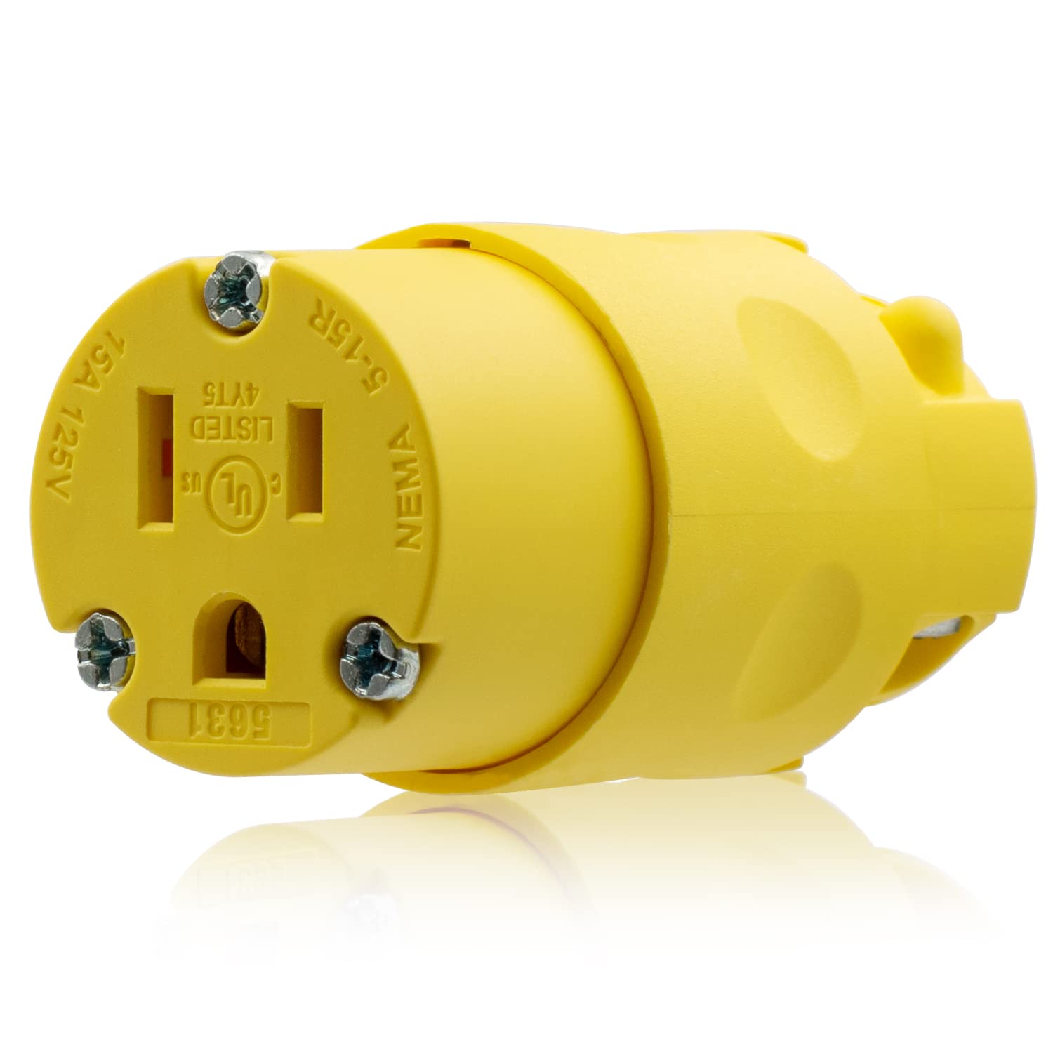 ELEGRP 15 Amp 125 Volt NEMA 5-15R Straight Blade Connector, 2 Pole 3 Wire Grounding, Yellow, Commercial Grade, 1 Pack