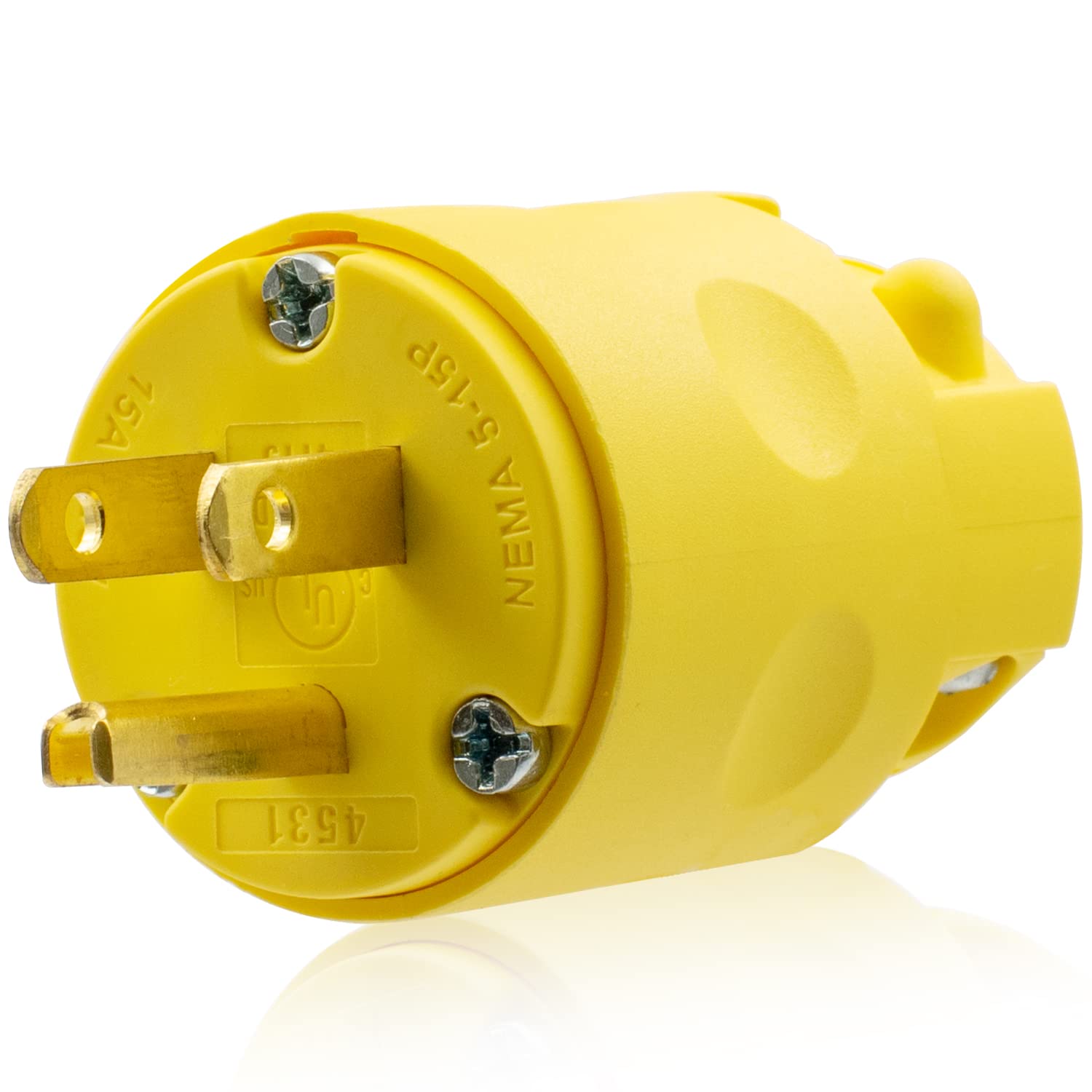 ELEGRP 15 Amp 125 Volt NEMA 5-15R Straight Blade Connector, 2 Pole 3 Wire Grounding, Yellow, Commercial Grade, 1 Pack