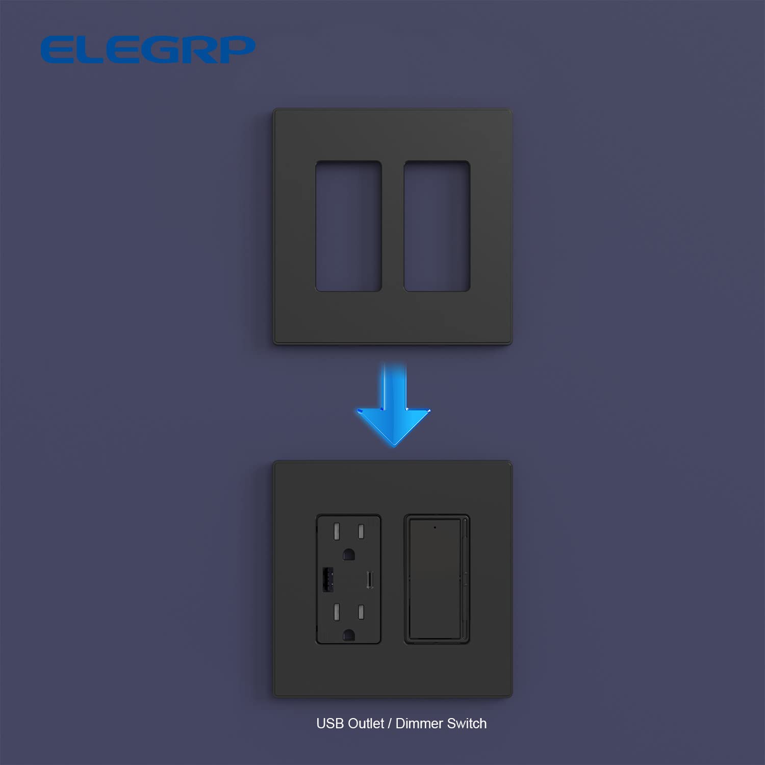 ELEGRP Screwless Decorative Receptacle Wall Plate Covers, Matte Finish, 1-Gang, 2-Gang, 3-Gang , Unbreakable Thermoplastic