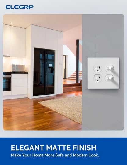 ELEGRP 2-Gang Screwless Duplex Wall Plates , Mid-Size Unbreakable Thermoplastic Covers for Duplex & Combination Receptacles, UL Listed