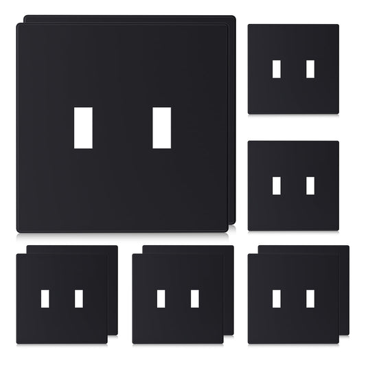 ELEGRP  2-Gang Screwless Toggle Wall Plates, Mid-Size, Unbreakable Thermoplastic Faceplate Cover for Toggle Switches & Dimmer Switches, UL Listed