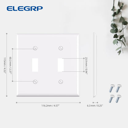 ELEGRP Toggle Light Switch Wall Plate, 1-Gang 2Gang Standard Size Switch Covers, Color-matched Screws Included (5 Pack)