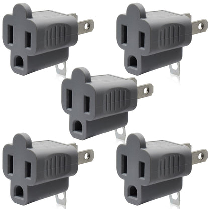 ELEGRP 2 Prong to 3 Prong Outlet Plug Adapter, Three Prong to Two Prong Adapter Converters for Wall Outlets Plugs, Polarized Grounding Plug Adapter, ETL Listed