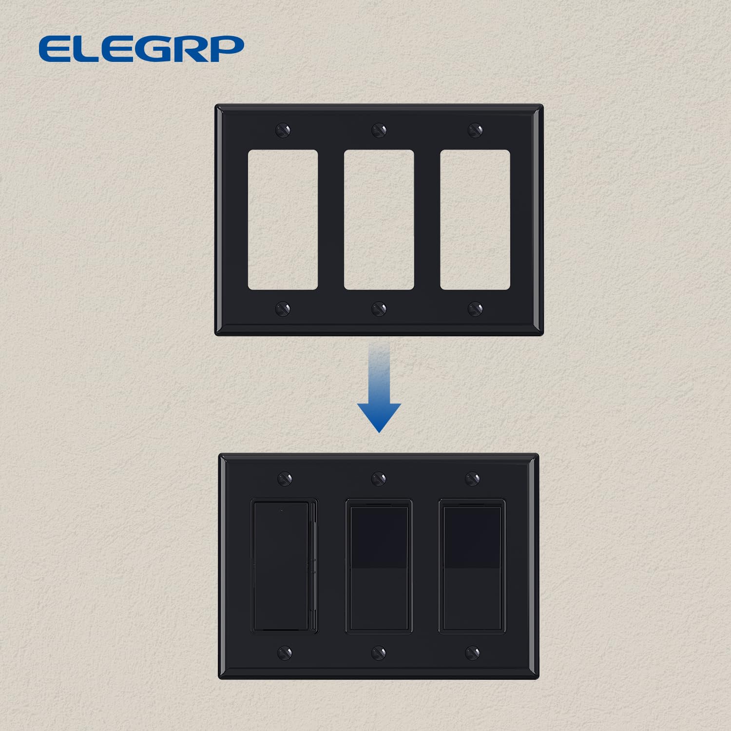 ELEGRP Decorative Wall Plates , 1-Gang, 2-Gang, 3-Gang, Screwless Design, Unbreakable Thermoplastic