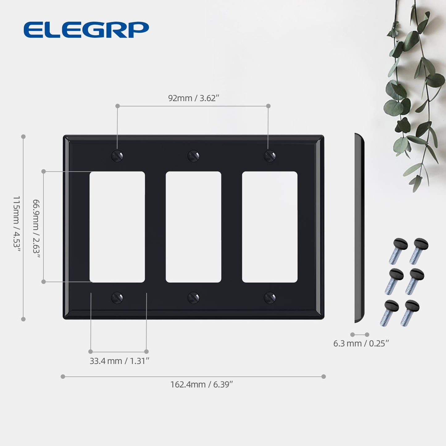 ELEGRP 1-Gang 2-Gang 3-Gang Decorative Wall Plates, (5 Pack)
