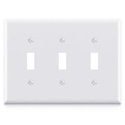 ELEGRP 3-Gang Toggle Switch Wall Plate, Mid-Size, Unbreakable Thermoplastic Cover for Toggle and Dimmer Switches, UL Listed