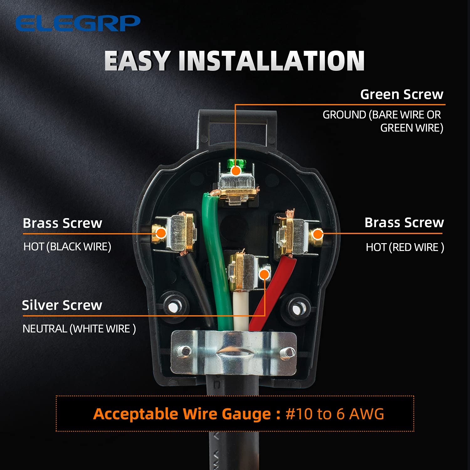 ELEGRP 30/50 Amp Flush Mount Power Receptacle, NEMA 14-30R & 14-50R Outlet, and Heavy Duty Plug, NEMA 14-30P & 14-50P, 125/250V, UL Listed