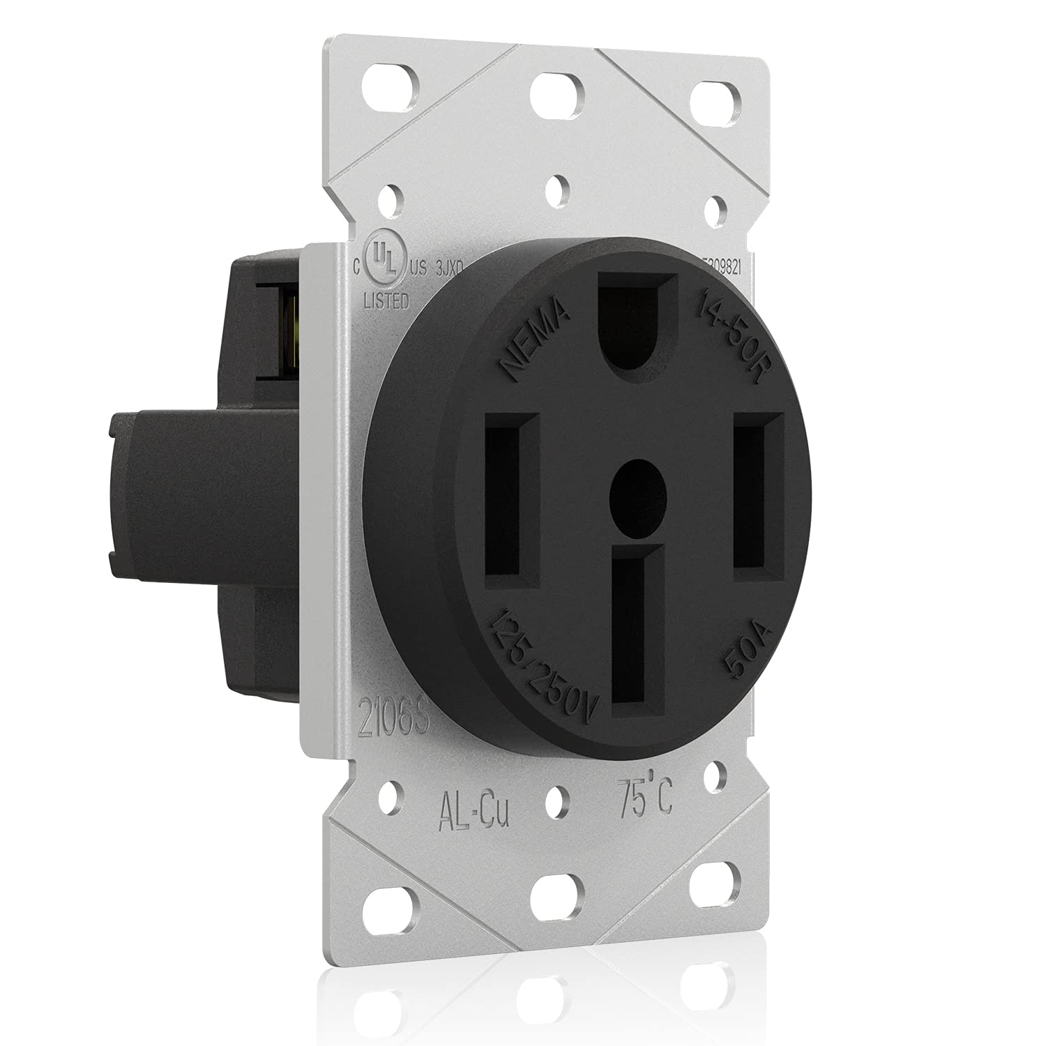 ELEGRP 30/50 Amp Flush Mount Power Receptacle, NEMA 14-30R & 14-50R Outlet, and Heavy Duty Plug, NEMA 14-30P & 14-50P, 125/250V, UL Listed