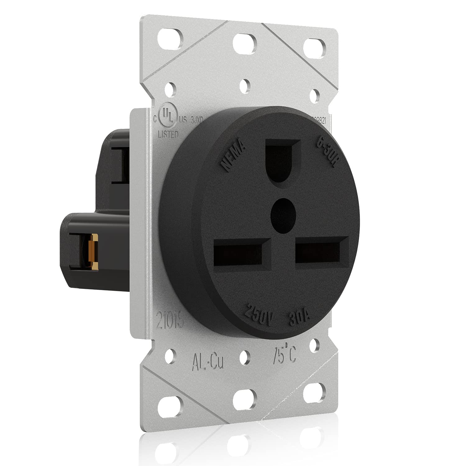 ELEGRP 30/50 Amp Flush Mount Power Receptacle, NEMA 6-30R & 6-50R Outlet, and Heavy Duty Plug, NEMA 6-30P & 6-50P, 250V, UL Listed
