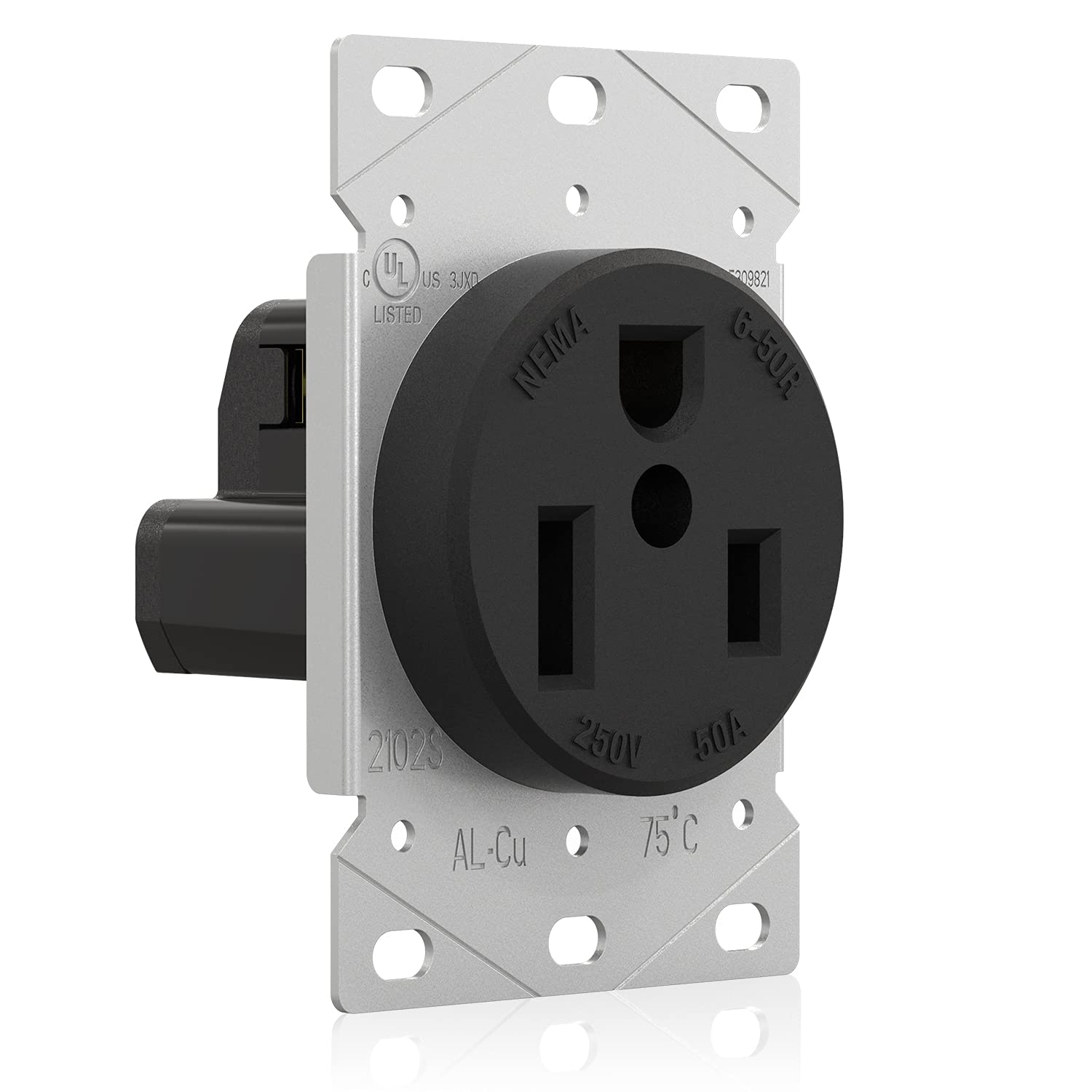ELEGRP 30/50 Amp Flush Mount Power Receptacle, NEMA 6-30R & 6-50R Outlet, and Heavy Duty Plug, NEMA 6-30P & 6-50P, 250V, UL Listed